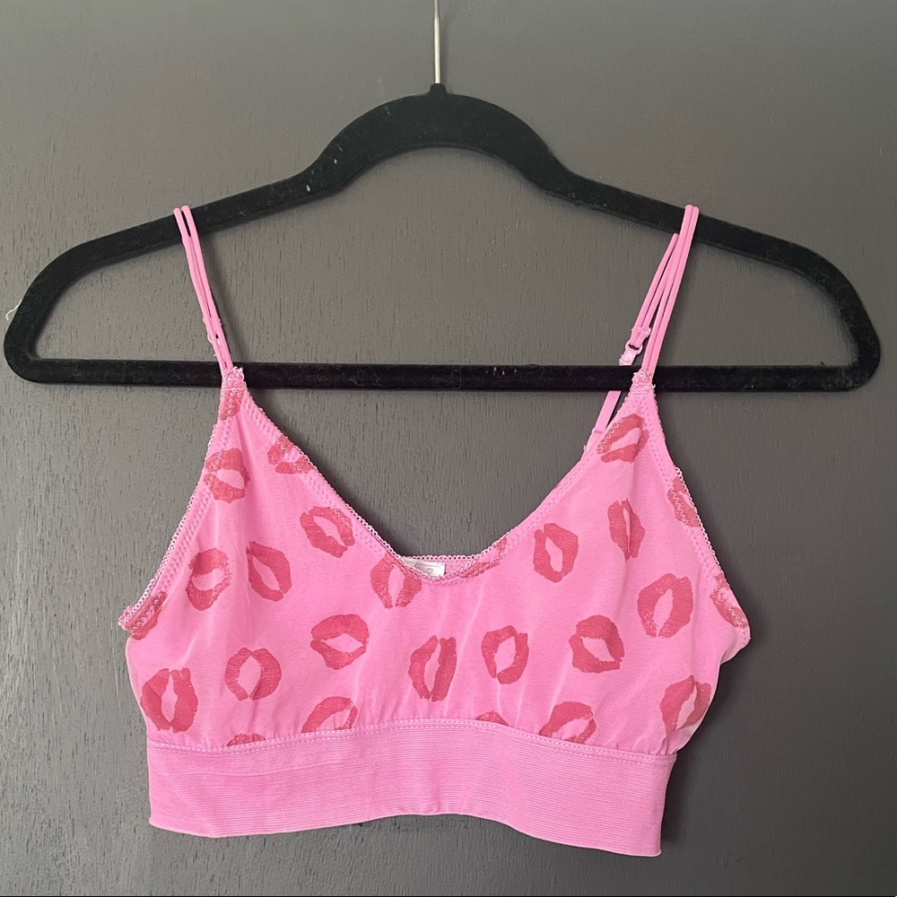 Out From Under Pink Mesh Kiss Bralette - Size Medium